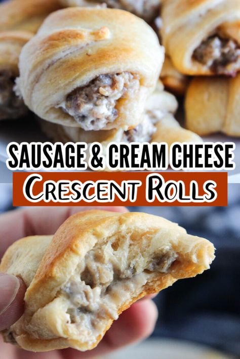 Cream Cheese Sausage Crescent, Sausage Cream Cheese Crescent Rolls, Crescent Roll Ups, Cheese Crescent Roll Recipes, Sausage Crescent, Sausage Crescent Rolls, Sausage Crescents, Cream Cheese Sausage, Crescent Rolls Recipe