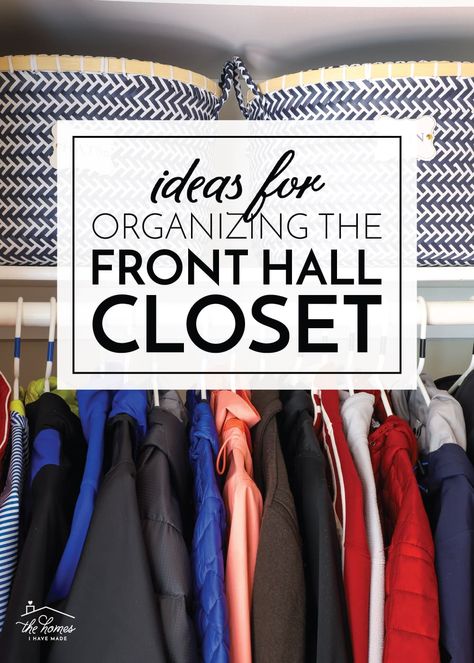 Hallway Closet Organization Ideas Front Entry, Organizing Small Coat Closet, Entryway Coat Closet Organization, Backpacks In Closet, Organisation, Small Front Hall Closet Organization, Organize Hall Closet Ideas, Small Coat Closet Organization Entryway, Large Hallway Closet Organization