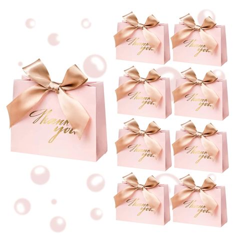 PRICES MAY VARY. Notice- The package includes 25 pink mini gift bag and 25 ribbon, but the product label sticking on the package was printed into “24 packs” mistakenly. Please check the product quantity when you receive them, thanks. Beautiful Looking- Our small size thank you gift bag is of elegant square shape equipped with gold stain ribbon helping you tie the pink gift box with a cute bow, thus these beautiful gift bags will also be adorable additions to your party. Appreciative Design- The Hot Air Balloon Party Favors, Pink Gift Bags, Baby Shower Party Favor, Peach Baby Shower, Birthday Goodie Bags, Pink Gift Box, Sprinkle Baby Shower, Bridal Shower Diy, Gold Bridal Showers