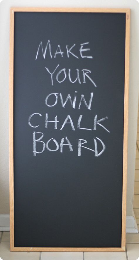 Decided on a chalkboard program for my wedding only to find out how much large chalkboards cost (!!!). Found this. Guess I'm going to be getting crafty!! :) Diy Black Board, Chalk Board Diy, Chalkboard Sign Ideas, Homemade Chalkboard, Chalkboard Crafts, Make A Chalkboard, Diy Chalkboard Sign, Large Chalkboard, Chalk Sign