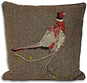 Paoletti Hunter Pheasant Herringbone Weave Piped Cushion Cover, Brown, 45 x 45 Cm Piped Cushion, Brown Cushions, Home Textiles, The Hunter, Cushion Pads, Velvet Cushions, Pheasant, Scatter Cushions, Embroidered Design