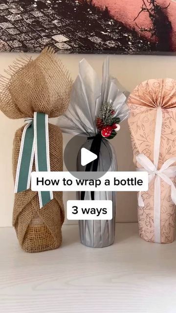 Which do you prefer? @effectivespaces #wrappinggifts #wine #wrappingpaper #giftwrapping | Instagram Gift Wrap A Bottle Of Wine, Wine Bottle Wrapping Ideas Dish Towels, Gift Wrap A Wine Bottle, How To Gift Wrap A Wine Bottle, Wine Bottle Gift Wrapping Diy, Wrapping Bottle Of Wine, Wine Bottle Wrapping Ideas Christmas, How To Wrap A Bottle Of Wine With Paper, How To Wrap A Cup With Wrapping Paper