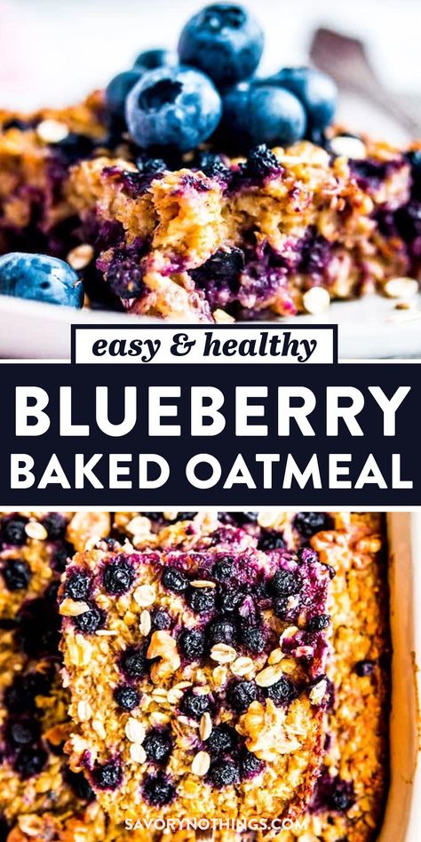 Quiche, Healthy Breakfast Baking, Resep Oatmeal, Blueberry Baked Oatmeal, Blueberry Oatmeal Bake, Easy And Healthy Breakfast, Healthy Make Ahead Breakfast, Menu Sarapan Sehat, Baked Oatmeal Healthy