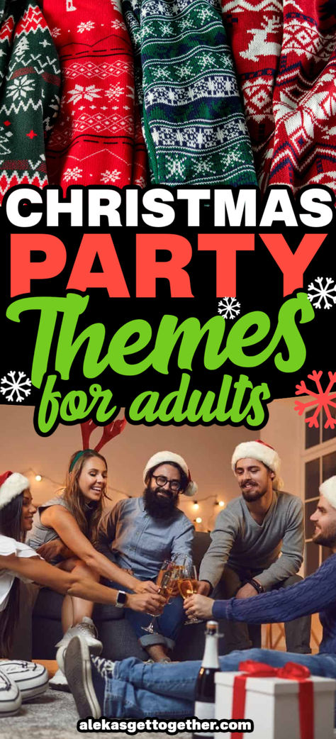 Throw an unforgettable Christmas party for your adult friends with these festive holiday party themes! Christmas Party Themes For Adults, Christmas Party Theme Ideas, Christmas Caroling Party, Party Themes For Adults, Classy Christmas Party, Christmas Party Theme, Fun Christmas Party Ideas, Christmas Tv Shows, Christian Party