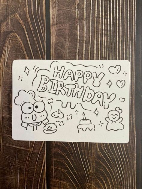 Birthday Drawings Easy, Cute Birthday Doodles, Birthday Card Ideas Diy, Happy Birthday Doodles, Happy Birthday Calligraphy, Happy Birthday Drawings, Birthday Drawing, Lukisan Comel, Birthday Doodle