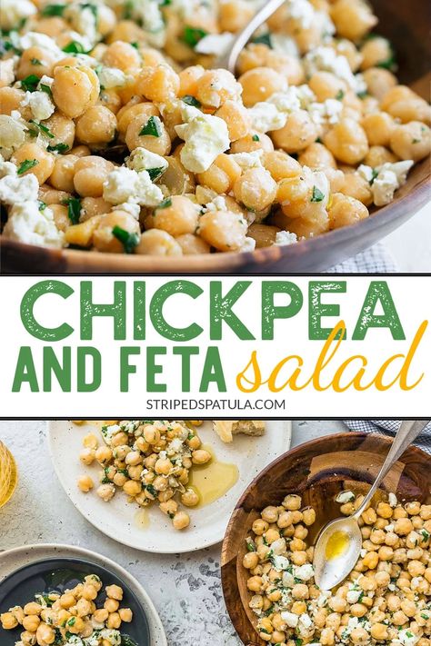 Essen, Chickpea Feta Salad, Meatless Lunch, Chickpea Feta, Salad Feta, Chickpeas Salad, Salad With Lemon Vinaigrette, Feta Cheese Salad, Salad With Lemon