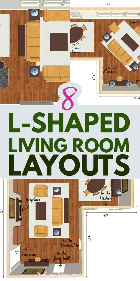 Arranging an L-shaped living room can be tricky. Which is why these 8 L-shaped living room layouts come in super-handy. Whether you have a small living room, large living room or just an awkward living room, you'll find some ideas to help you arrange your furniture. | Living Room Furniture Layout L Shaped Living Room Layout, Open Concept Kitchen Living Room Layout, Awkward Living Room Layout, Large Living Room Layout, L Shaped Living Room, Rectangle Living Room, Living Room Layout Ideas, Living Room Layouts, Room Layout Ideas