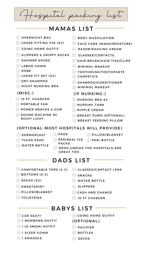 The All-Inclusive Hospital Bag Checklist - Sincerely Kait Second Time Mom, Hospital Packing List, Baby Hospital Bag Checklist, Hospital List, Hospital Checklist, Pregnancy Hospital Bag, Baby Hospital Bag, Baby Delivery, Pregnancy Checklist