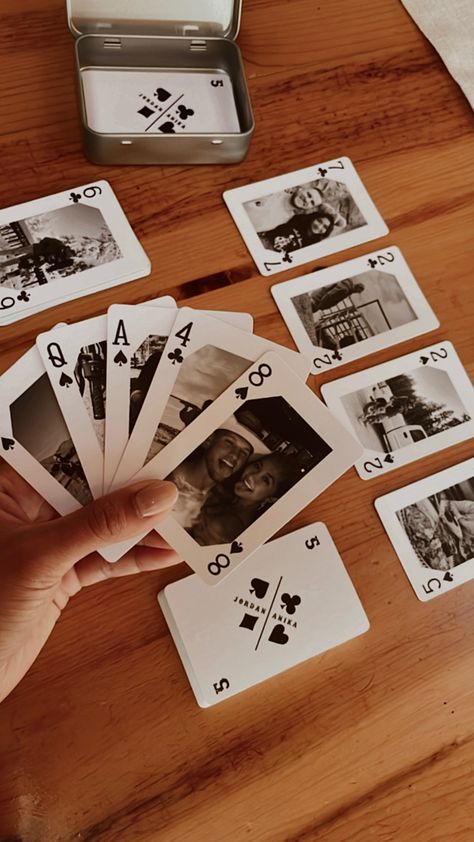 For Anniversary, Photo Playing Cards, Anniversaire Diy, Great Anniversary Gifts, Creative Gifts For Boyfriend, Bf Gifts, Wedding Guest Books, Cute Couple Gifts