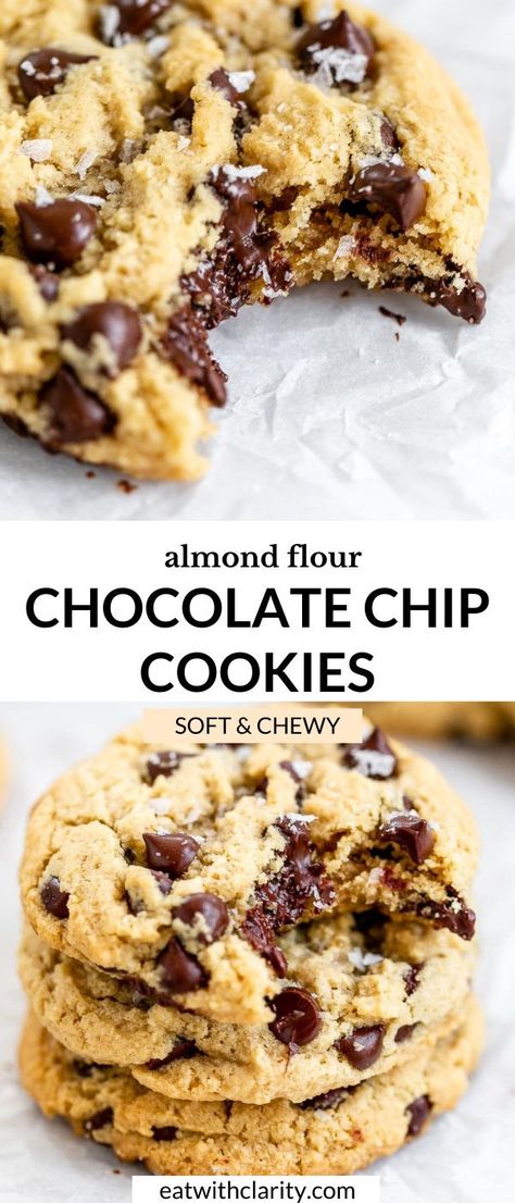 Almond Flour Baked Goods, Almond Flour Desserts, Almond Flour Chocolate Chip, Almond Flour Chocolate Chip Cookies, Glutenfri Baking, Bariatric Food, Inflammatory Recipes, Almond Flour Cookies, Grain Free Desserts