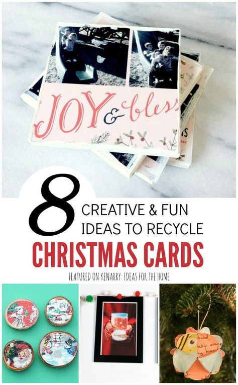 What fun ways to recycle Christmas cards to use for crafts and decor! Use any of these 8 ideas to upcycle your holiday cards and continue to enjoy them long after the season is over. Upcycling, Natal, Christmas Cards Crafts, Recycled Christmas Cards, Old Christmas Cards, Upcycle Inspiration, Recycle Christmas Cards, Upcycle Crafts, Christmas Card Pictures