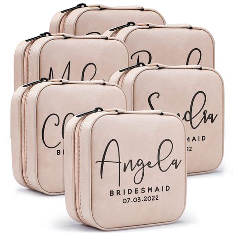 PRICES MAY VARY. UNIQUE BRIDESMAID GIFT: Our jewelry box, which has an elegant style with its versatile and simple design, will be the new stop of your bridesmaids' jewelry at bachelorette parties and weddings. 5 COLORS AND 8 FONTS OPTIONS: You are free to reflect your own style into your personalized jewelry box. Click 'Customize Now' button. Choose your color from 5 color options (black, teal, rose, rustic and white). After that you can write the names, text and date. Your bridesmaid, maid of Gift For Wedding Party, Ridesmaid Gifts, Bridesmaid Proposal Burnt Orange, Jewelry Box Bridesmaid Gift, Rehearsal Dinner Gifts For Bridesmaids, Bridal Bags For Wedding Day, Bridal Party Gifts For Bridesmaids Wedding Day, Bridesmaids Gifts For Wedding Day, Sister In Law Gifts Wedding