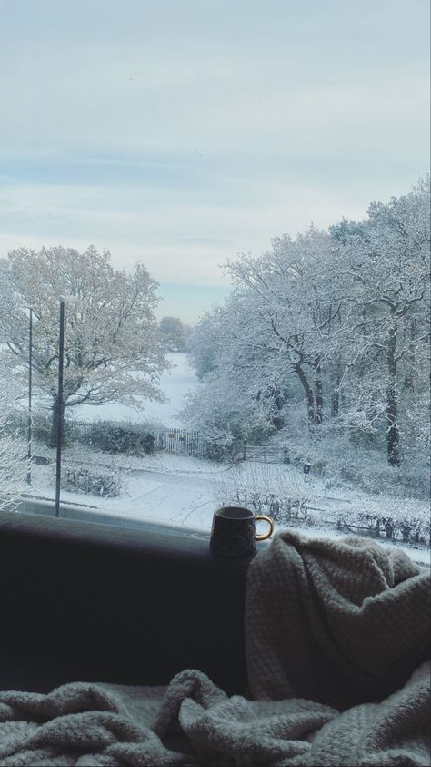 Snow, nature, trees, street view, mug, hot drink, blanket, window view, sky Snow Window Aesthetic, Snow Morning Aesthetic, Winter Blanket Aesthetic, Winter View From Window, Snowy Window Aesthetic, Winter Window Aesthetic, Good Morning Snowy Day, Snowy Day Aesthetic, Cold Morning Aesthetic