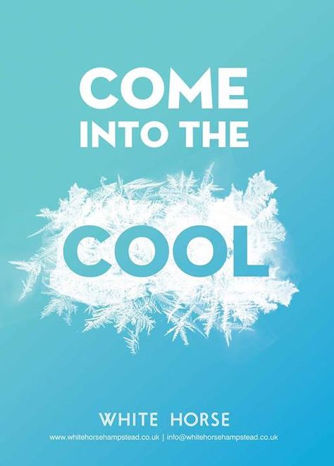 Summer poster design for White Horse, Hampstead Heath #typography #design #blue #ice Winter Advertising Design, Ice Poster Design, Cold Typography, Ice Graphic Design, Ice Typography, Summer Poster Design, Ice Poster, Ice Icons, Intro Design