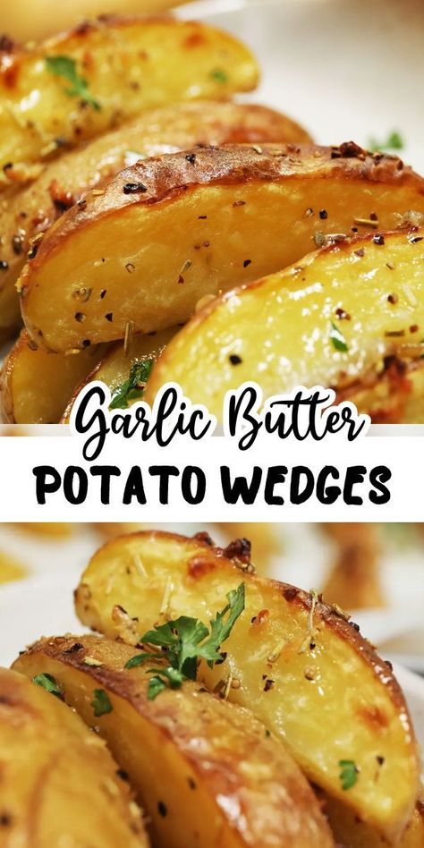 Experience the simplicity and deliciousness of Garlic Butter Potato Wedges, ready in 30 minutes. These warm, comforting wedges are a must-try for 2-4 servings. Best Potato Recipes, Butter Potatoes, Easy Potato Recipes, Vegetable Side Dishes Recipes, Potato Recipes Side Dishes, Potato Sides, Potato Wedges, Potato Side Dishes, Veggie Side Dishes