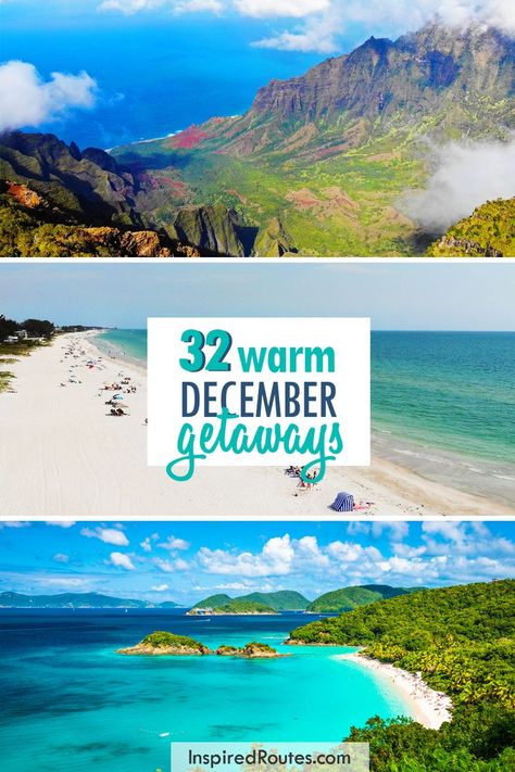 Beat the cold this winter with these incredible vacation destinations across the USA that are actually warm! From Florida to Hawaii, gorgeous islands and unexpected spots in between, you'll find your next vacation in this list of best warm places to visit in December in USA! | USA Vacation Ideas | Winter Travel Ideas | USA Islands | Tropical Destinations | Winter Weekend Getaways Best December Vacations, December Travel Destinations, Tropical Places To Visit, Places To Visit In December, Winter Vacation Ideas, Usa Vacation Destinations, Best Tropical Vacations, Christmas Vacation Destinations, Best Christmas Vacations