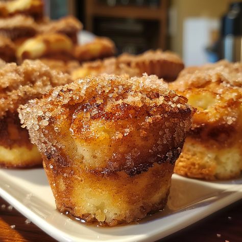 Cinnamon Sugar French Toast Muffins Maple Pancake Muffins, French Toast Mini Muffins, Overnight Muffin Recipes, Easy Dessert Casserole, Tea Room Food Ideas, Cinnamon Doughnut Muffins, Cinnamon Sugar Swirl Muffins, French Toast Cupcakes Recipe, French Muffins Recipe