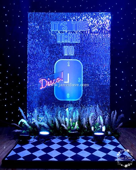 Photo From 'Disco' Themed Sangeet Night - By Janvi Dave - Weddings & Events Disco Theme Parties, Event Nails, Photobooth Decor, Events Outfit, Bollywood Theme Party, Disco Theme Party, Party Photo Booth Backdrop, Creative Booths, Cocktail Theme