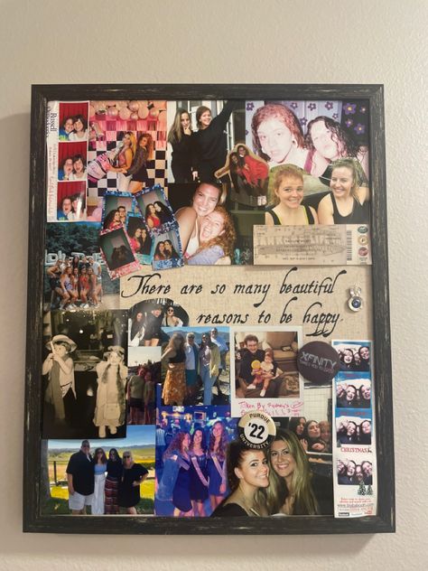 Collages For Friends, Photo Collage Album Ideas, Grad Collage Ideas, Collage Ideas For Birthday Gift, Best Friend Picture Collage Gift, Diy Gifts Photo Memories, Birthday Pic Collage Ideas, Diy Picture Frame Collage Ideas, Picture Board Ideas Diy