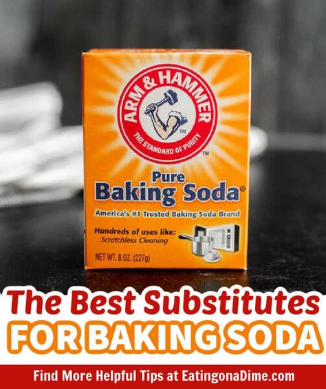 Baking Soda is important ingredient in many recipes, that is why we have gather The Best Baking Soda Substitutes. Easy pantry substitutes for all your cooking and baking recipes. #eatingonadime #bakingsodasubstitutes #bakingrecipes Baking Soda Replacement, Baking Replacements, Soda Substitute, Soda Replacement, Baking Soda Substitute, Cookies Banana, Baking Powder Substitute, Cooking And Baking Recipes, Light And Fluffy Pancakes