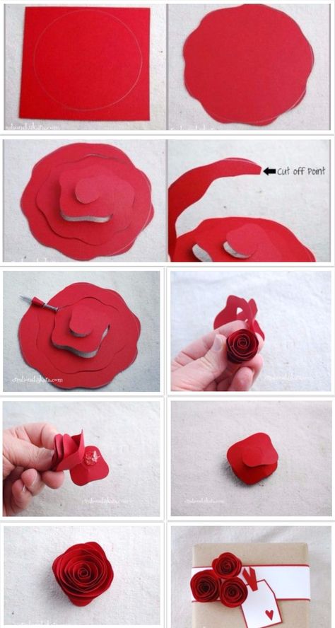 Valentines Paper Crafts, Valentines Day Diy Gifts, Paper Roses Diy, Valentines Day Gift Ideas, Rolled Paper Flowers, Craft Flower, Rose Crafts, Paper Flower Crafts, Diy Roses