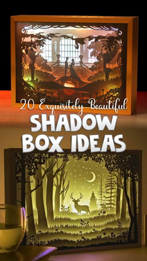 Easy Shadow Box Diy, Shadow Frames Ideas, 3d Light Box Diy, Shadow Box With Lights Diy, Light Shadow Box Ideas, Light Boxes Ideas, Cricket Shadow Box Ideas, Shadow Box Background Ideas, Shadow Box 3d Paper Art