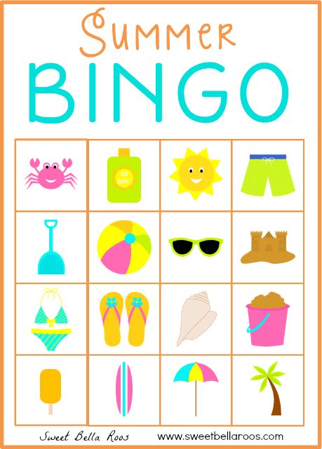 Free download of Summer Bingo printable. 10 cards in the set. Great boredom buster for kids! Luau Party Games, Beach Bingo, Summer Bingo, Free Printable Bingo Cards, Printable Bingo Games, Bingo For Kids, Boredom Busters For Kids, Bingo Cards Printable, Summer Preschool