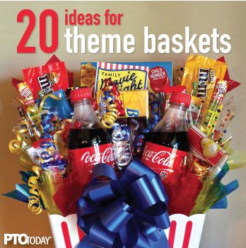 Theme baskets are awesome for school auctions. Get our tips here! Fall Festival Gift Basket Ideas, Movie Basket, Movie Basket Gift, Movie Night Basket, Auction Gift Basket Ideas, Fundraiser Baskets, Theme Baskets, Movie Night Gift Basket, Homemade Gift Baskets