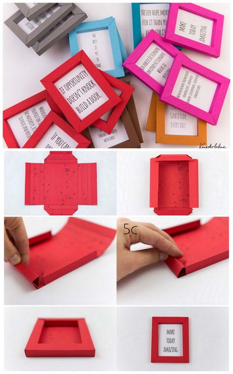 Best DIY Picture Frames and Photo Frame Ideas -Paper Frames - How To Make Cool Handmade Projects from Wood, Canvas, Instagram Photos. Creative Birthday Gifts, Fun Crafts for Friends and Wall Art Tutorials http://diyprojectsforteens.com/diy-picture-frames Origami Photo Frame, Cadre Photo Diy, Diy Photo Projects, Kraf Kertas, Diy Jul, Presente Diy, Wall Art Tutorial, Anniversaire Diy, Creative Birthday Gifts