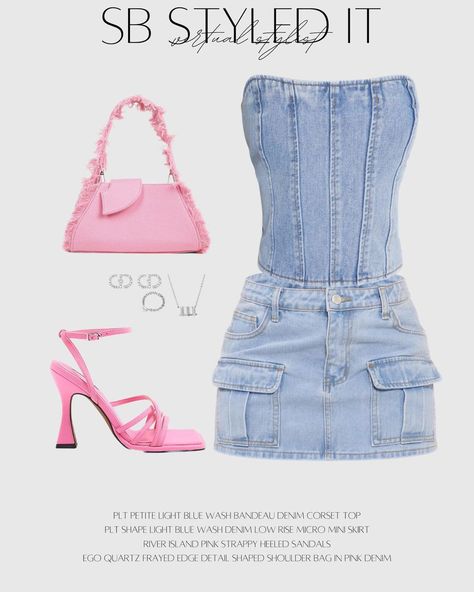 Denim And Pink Party Ideas, Cute Dressy Outfits Black Women, Birthday Outfit For Dinner, Jean Tube Top Outfit, Club Outfits Baddie, Plt Outfit Ideas, Outfit Ideas Baddie, Duke Dennis, Summer Birthday Outfits