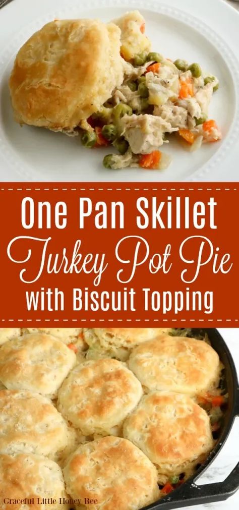 Pie, Essen, Turkey Pot Pie Easy, Pot Pie Recipe Easy, Turkey Pot Pie Recipe, Biscuit Crust, Turkey Pie, Turkey Pot, Easy Thanksgiving Recipes