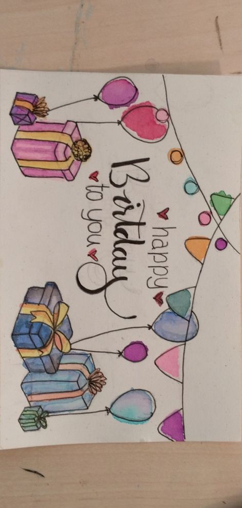 Happy Birthday For Grandma, Happy Birthday Posters Ideas, Balloons Drawing Birthday, Birthday Cards For Grandma Diy, Birthday Posters Ideas, Cute Drawings For Birthday Cards, Mom Birthday Drawing, Cute Birthday Cards Ideas, Cute Happy Birthday Cards Diy