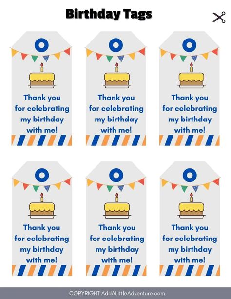 Diy Birthday Tags, School Birthday Favors, Free Printable Gift Tags Birthday, Free Printable Birthday Tags, Free Printable Favor Tags, Birthday Party Return Gifts, Birthday Tags Printable, Birthday Gift Tags Printable, Return Gifts For Kids