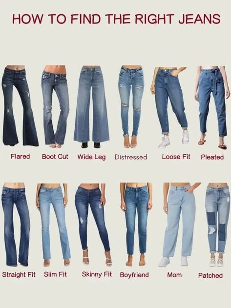 Different Type Of Jeans Women, Different Styles Of Jeans For Women, Different Denim Jeans, Best Jeans Colour For Women, Type Of Jeans For Women, Mom Jean Styling, Different Kinds Of Jeans, Women Jeans Types, Different Jeans Name