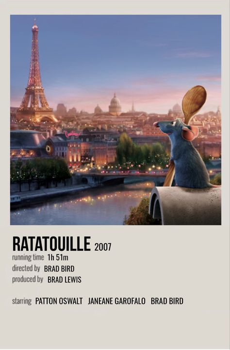 minimal polaroid movie poster for ratatouille Ratatouille Minimalist Poster, Ratatouille Polaroid Poster, Disney Poster Wall, Ratatoullie Poster, Vintage Movies Posters, Ratatouille Poster Vintage, Ratoutile Movie, Film And Series Poster, Disney Posters Movie