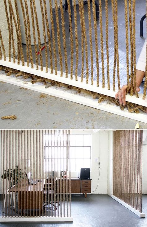 15 Simple Rope Wall For Room Dividers Room Divider Ideas Diy, Decor With Ropes, Diy Dekor, Diy Room Divider, Divider Wall, Wood Sticks, Inside And Outside, Hus Inspiration, Cool Ideas