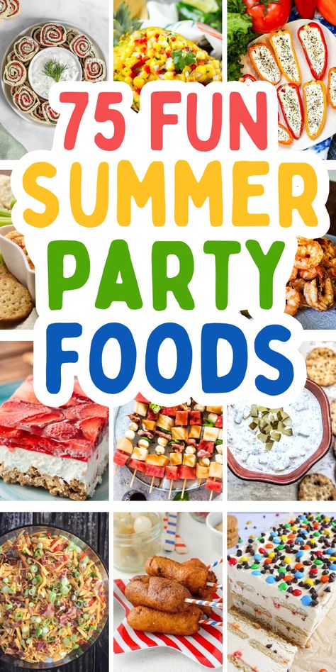 Pool party food Essen, What To Bring To A Bbq Parties, Fresh Party Food, Menu Ideas For Birthday Party, Party Platers Ideas, Summer Appy Ideas, Backyard Party Food Buffet Summer, Party Food Outdoor Summer, Easy Summer Birthday Party Food