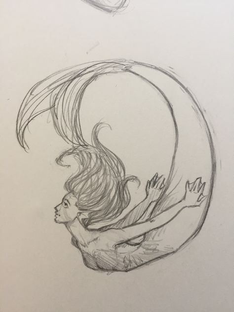 Mermaid... Mermaid Body Sketch, Cute Siren Drawing, Mermaid Drawings Aesthetic, Evil Siren Drawing, Sleeping Mermaid Drawing, Mermaid In Water Drawing, Mermaid Figure Drawing, Siren Sketch Drawings, Mermaid Drawing Aesthetic