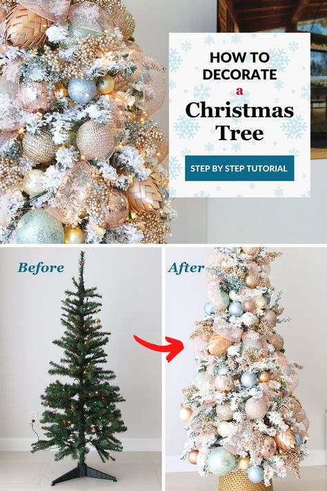 How To Decorate A Christmas Tree Like A Designer, Full Decorated Christmas Tree, Cheap Christmas Tree Makeover, How To Decorate Small Christmas Tree, How To Make Your Christmas Tree Full, Old Christmas Tree Repurpose, Repurpose Christmas Tree, How To Decorate A Christmas Tree, Flock A Christmas Tree Diy