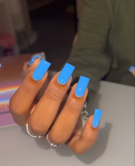 Nails Just Color, Sharp Square Nails, Easter Color Nails, Solid Color Acrylic Nails, Neon Blue Nails, Bright Blue Nails, Red Holographic, Nails Easter, 2022 Nails