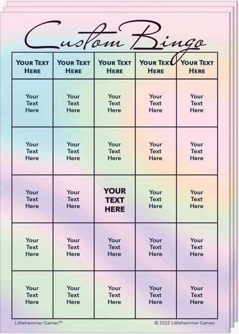 Custom Bingo Set - Holographic Printable Game Cards - 325 Pastel, Bingo Themed Party Ideas, Pastel Rainbow Background, Fun Games To Play, Bon Voyage Party, Free Bingo Cards, Bingo Template, Bingo Set, 90s Party