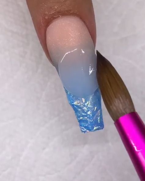 Nail Designs Polly Gel, Stiletto Nail Art Valentine, Video Nails Tutorial, Nail Acrylic Videos, Nail Tutorials Acrylic, Nails Videos Design, Acrylic Tutorials Nails, Acrylic Nail Designs Tutorials, How To Use Foil On Nails