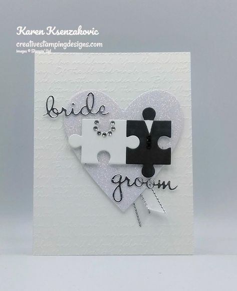 Engagement Card Cricut, Diy Wedding Congratulations Card, Engagement Card Ideas Diy, Diy Wedding Card Ideas, Cricut Anniversary Card, Homemade Wedding Cards, Stampin Up Wedding Cards, Wedding Card Diy, Love You To Pieces