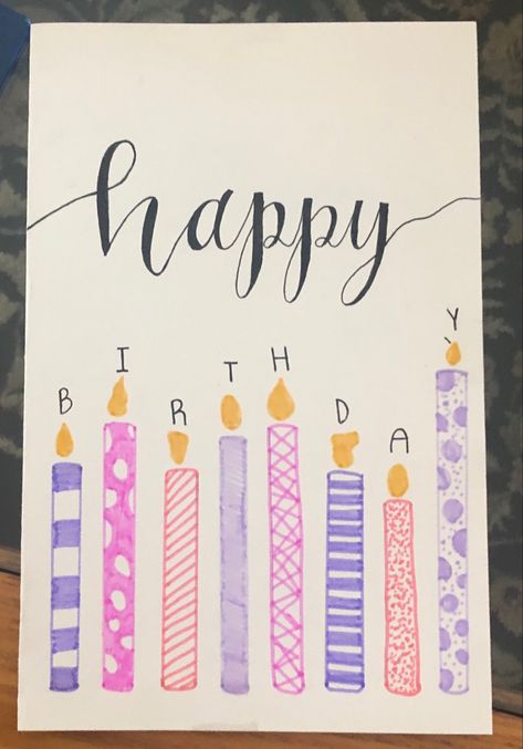 Homemade Best Friend Birthday Cards, Easy Birthday Card For Mom, Happy Birthday Easy Drawings, Easy Bday Card Ideas, Ideas For Birthday Cards For Mom, Best Friend Card Ideas Happy Birthday, Diy Card For Mom Birthday, Birthays Card Ideas, Easy Birthday Card For Best Friend