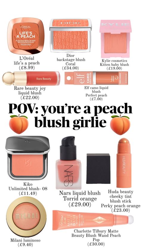 Peach blush 🍑 #peach #blush #makeup #beauty Peach Blush Makeup, Peach Makeup, Orange Blush, Makeup Brushes Guide, Sephora Skin Care, Subtle Makeup, Makeup For Black Skin, Peach Aesthetic, Peach Blush