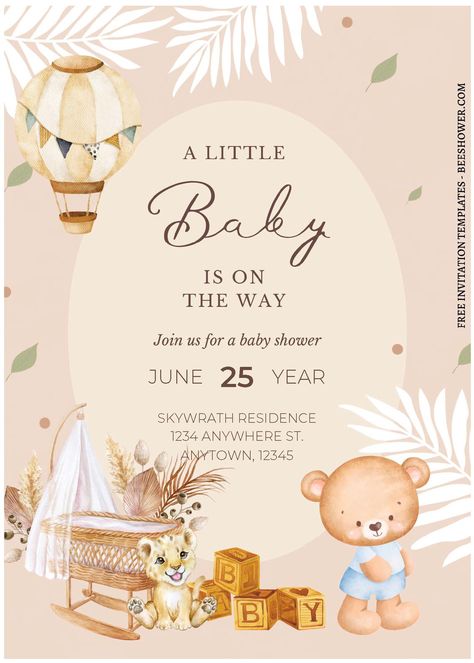 Nice (Free Editable PDF) Adorable Summer Woodland Baby Shower Invitation Templates Baby Shower Card Design, Baby Shower Layout, Christening Background, Baby Shower Templates Free, Invitacion Baby Shower Originales, Baby Shower Invitations Ideas, Baby Invitation Card, Baby Shower Invitation Ideas, Events Backdrop