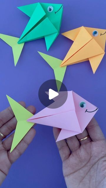 Fish Origami Easy, Origami Bird Easy, Origami Fish Easy, Paper Fish, Kids Origami, Origami Fish, Origami Bird, Fish Crafts, Easy Origami