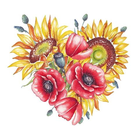 Vector ukrainian heart | Premium Vector #Freepik #vector #sunflower #sunflower-watercolor #floral-bouquet #watercolor-flowers Sunflower Watercolor, Bouquet Watercolor, Chocolate Frosting Recipes, Sunflower Hearts, Flower Clipart, Love My Husband, Chocolate Frosting, Watercolor Rose, Frosting Recipes