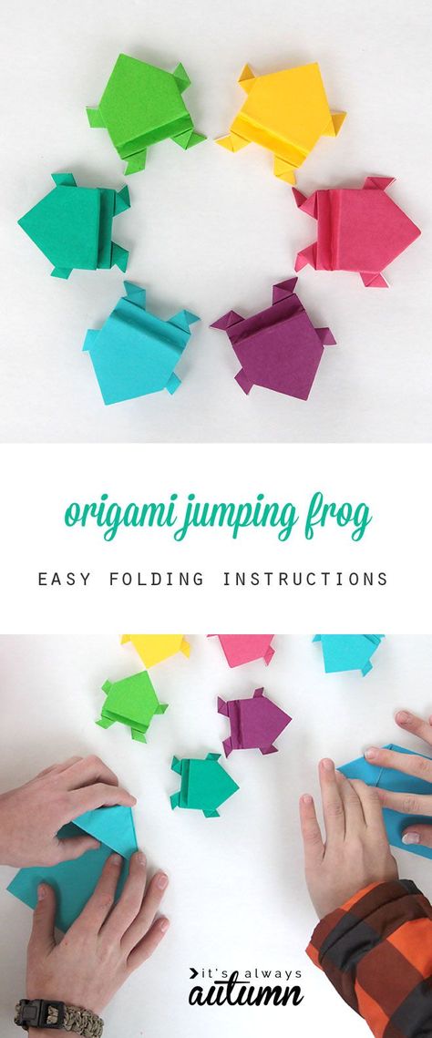 Easy Origami For Kids, Origami Frog, Jumping Frog, Tutorial Origami, Origami Ball, Kids Origami, Origami For Beginners, Origami Fish, Folding Origami