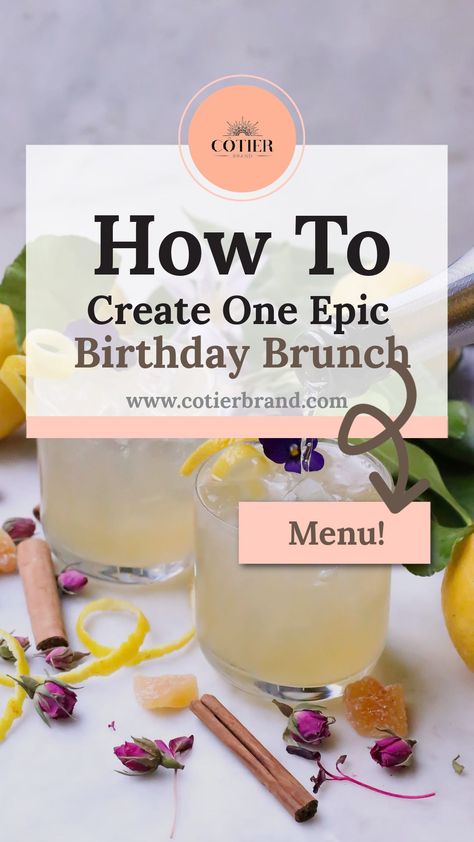 Mimosa Brunch Birthday Party, Essen, Theme Brunch Ideas Birthday Parties, Sunday Brunch Birthday Ideas, Brunch Entertainment Ideas, Themed Brunch Ideas Birthday Parties, Brunch 50th Birthday Party, 35th Birthday Brunch Ideas, Birthday Breakfast Decor